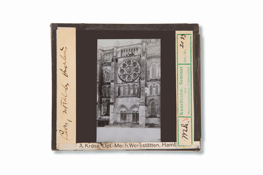 A large slide labeled by Panofsky from the cathedral of Laon, 1920s