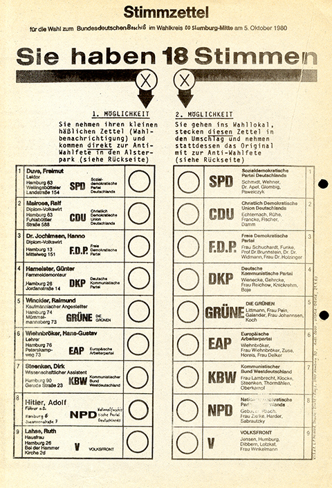 Fiktiver Wahlzettel 1980