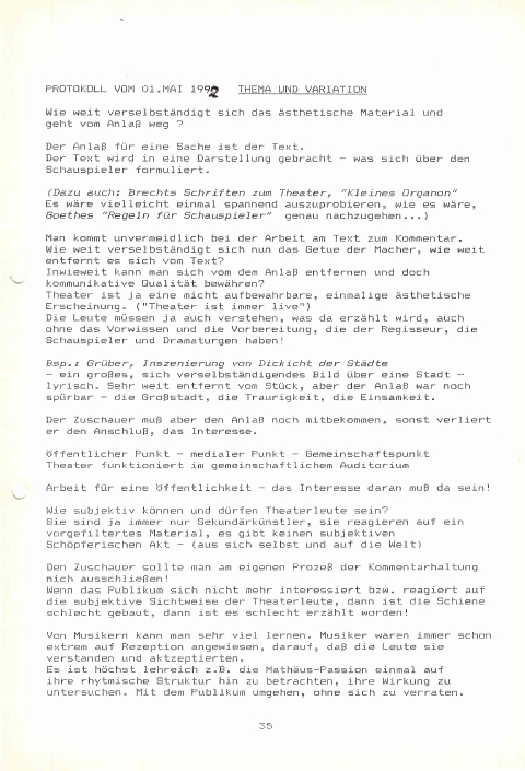 Protokolle des Regie-Unterrichts bei Jürgen Flimm 