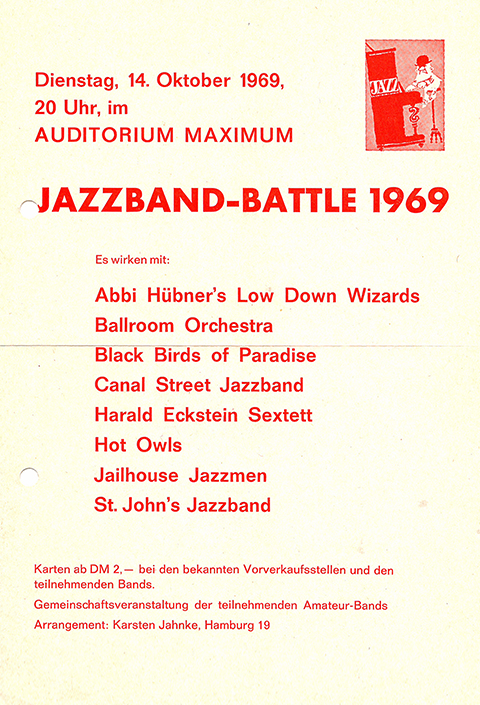 Flyer from Jazz-Band-Battle at audimax in 1969.