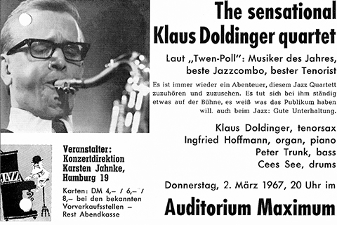 Flugblatt für Klaus Doldinger quartet